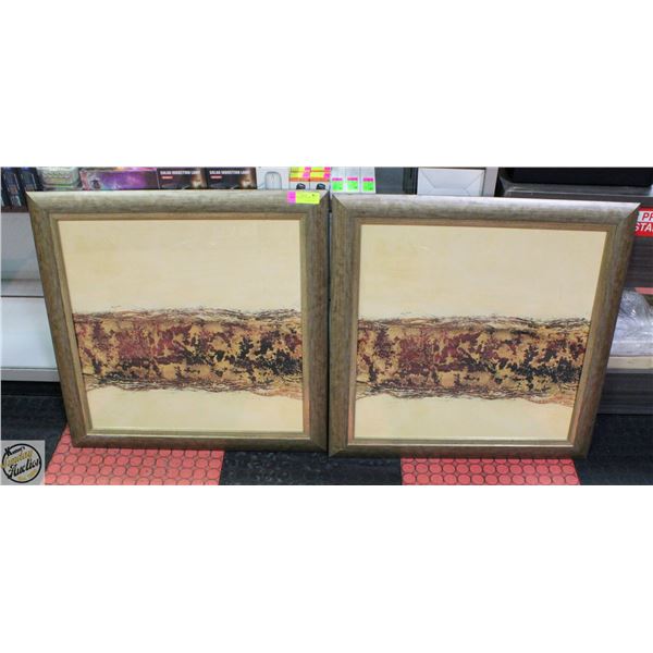 PAIR OF FRAMED ART PRINTS 29" X 29"