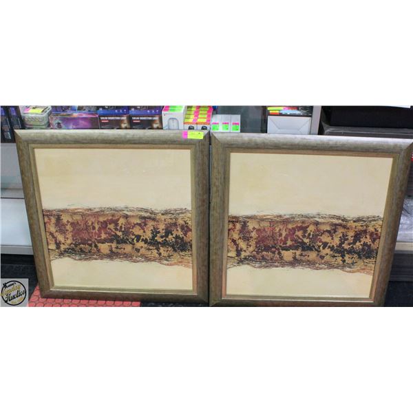 PAIR OF FRAMED ART PRINTS 29" X 29"