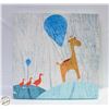 Image 1 : STRETCHED CANVAS GIRAFFE+DUCKS 24.5" X 24.5"