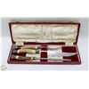 Image 1 : 3PC CARVING SET BONE HANDLED IN A RED BIRKS BOX