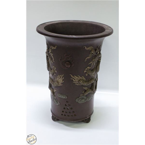 HALLMARKED DRAGON POTTERY VASE.