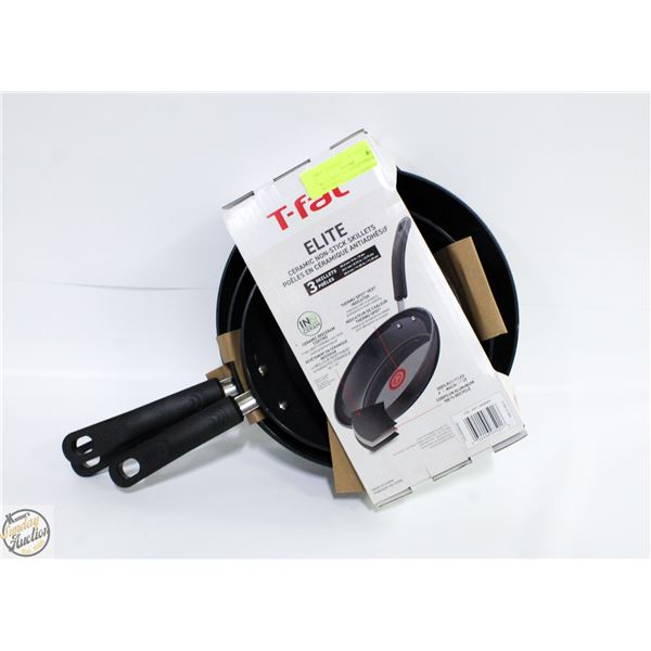 T-FAL 3PK ELITE SKILLET CERAMIC NON STICK