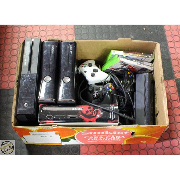 XBOX LOT W/GAMES, CONTROLLERS +