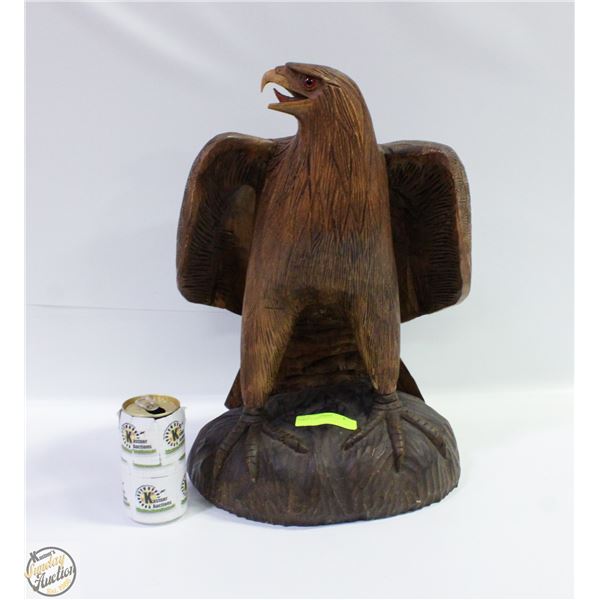 LARGE WOOD CARVED EAGLE.