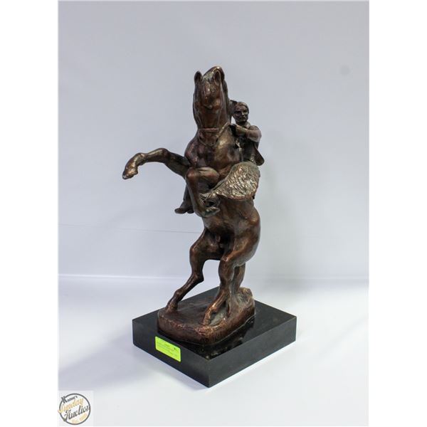 SIGNED AUSTIN HORSE AND COWBOY SCULPTURE