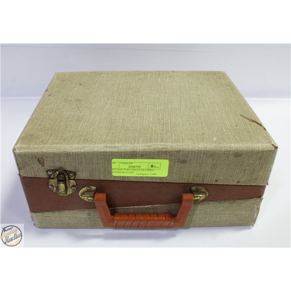 VINTAGE PORTABLE COLUMBIA RECORD PLAYER.