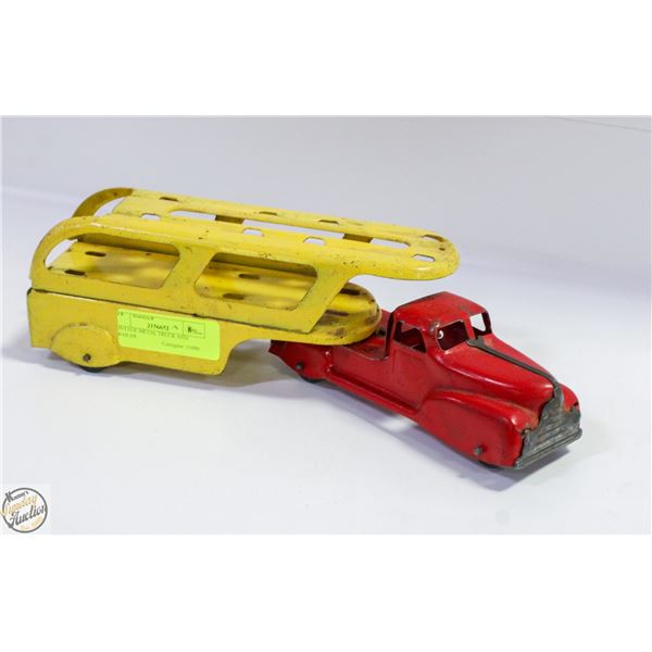 VINTAGE METAL TRUCK AND TRAILER.