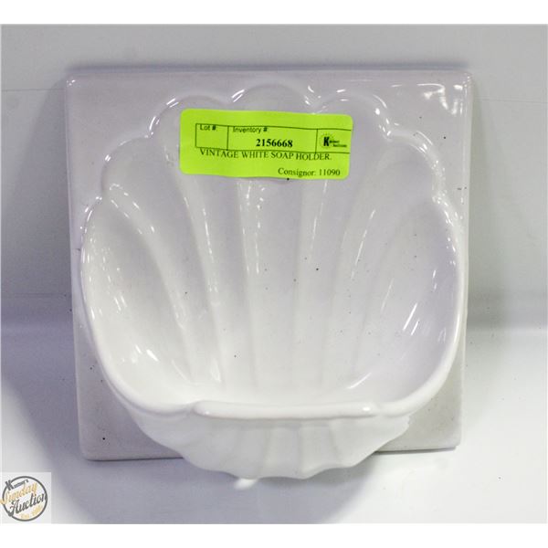 VINTAGE WHITE SOAP HOLDER.