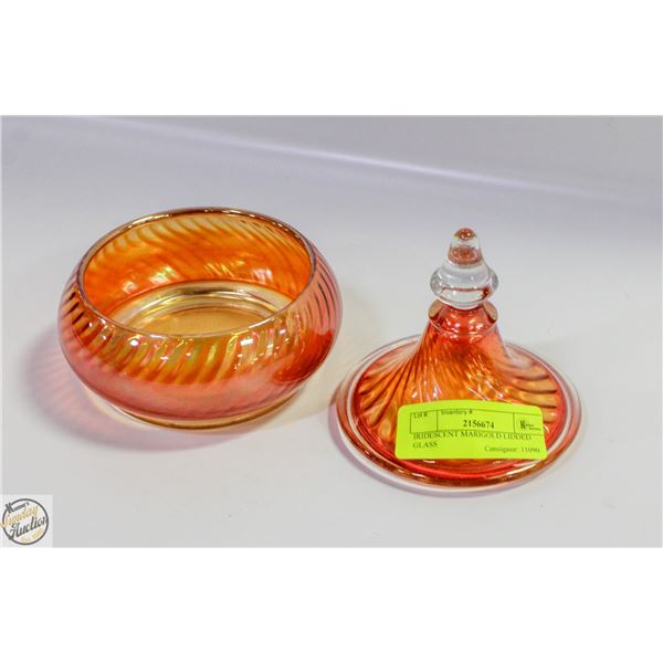 IRIDESCENT MARIGOLD LIDDED GLASS