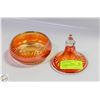 Image 1 : IRIDESCENT MARIGOLD LIDDED GLASS