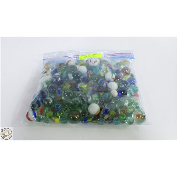 BAG OF ASSORTED MARBLES.