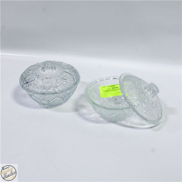 2 CRYSTAL DISHES WITH LIDS