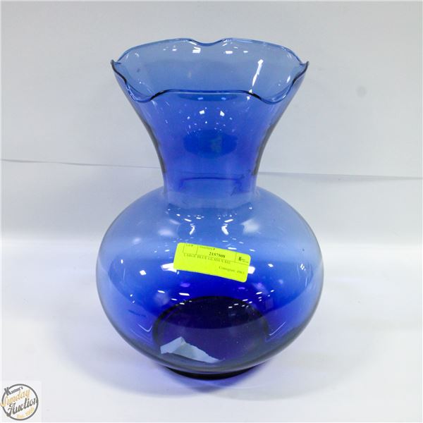 LARGE BLUE GLASS VASE