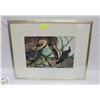 Image 1 : WATERCOLOR OF A CROW PERCHED ON A