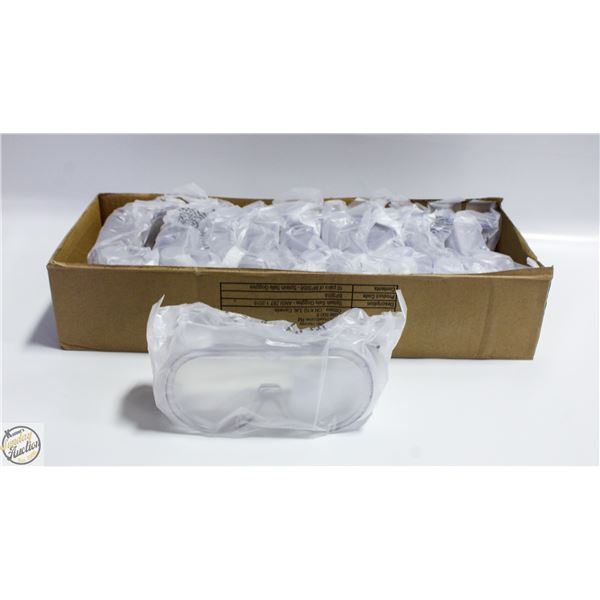 CASE OF 10 NEW CLEAR SAFETY GOGGLES