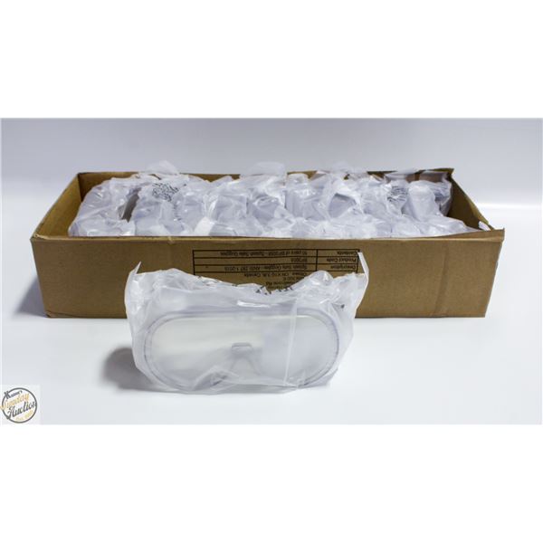 CASE OF 10 NEW CLEAR SAFETY GOGGLES