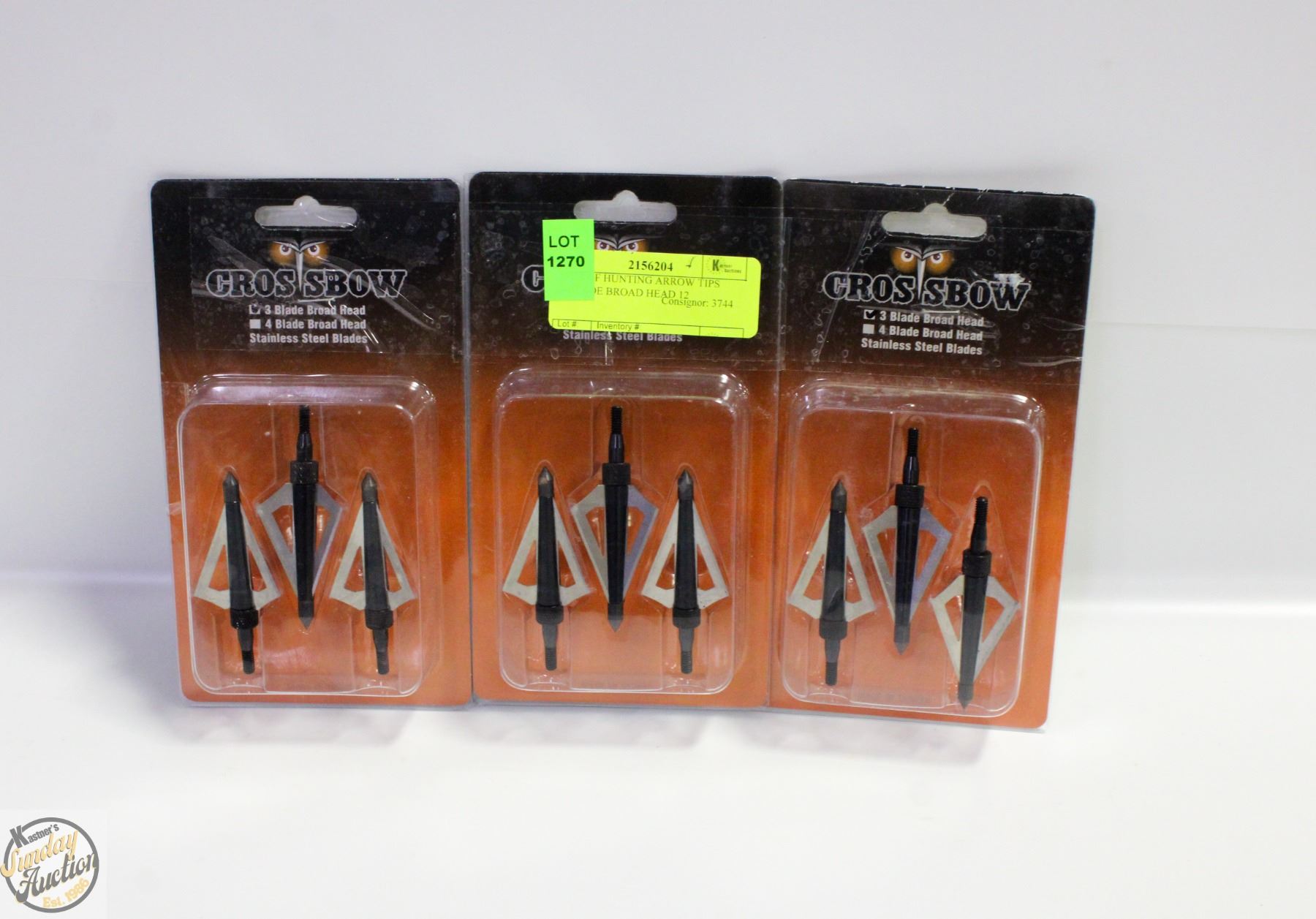 3PKS OF HUNTING ARROW TIPS 3-BLADE BROAD HEAD - Kastner Auctions