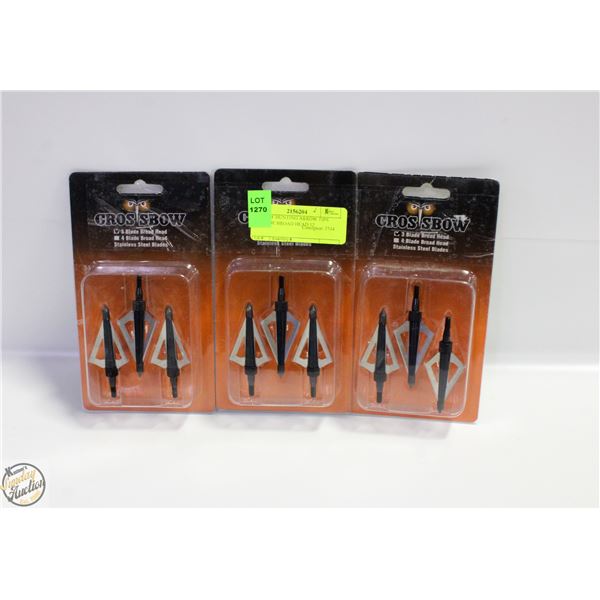 3PKS OF HUNTING ARROW TIPS 3-BLADE BROAD HEAD