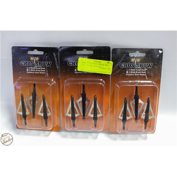 3PKS OF HUNTING ARROW TIPS 3-BLADE BROAD HEAD