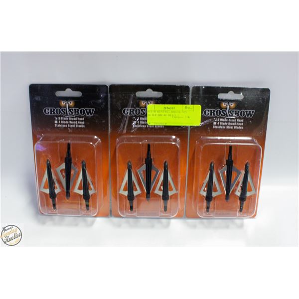 3PKS OF HUNTING ARROW TIPS 3-BLADE BROAD HEAD