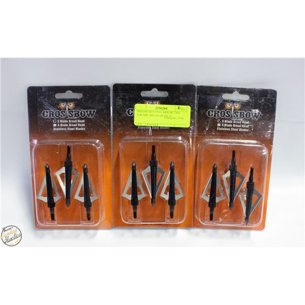 6 CROSSBOW ARROWS & 6 NEW 3 BLADE HUNTING TIPS