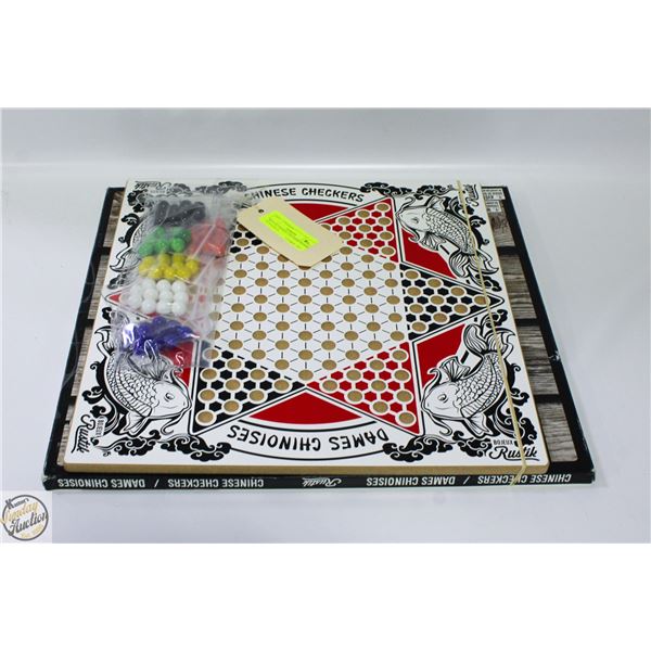 RUSTIK CHINESE CHECKERS BOARD W/MARBLES