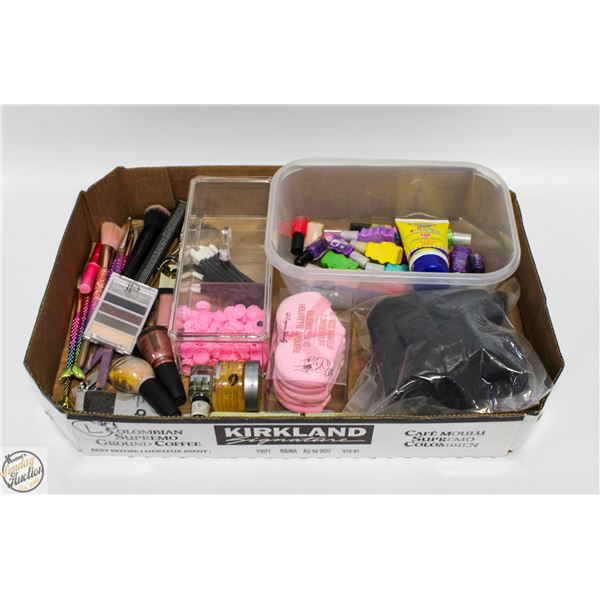 FLAT WITH MAKEUP BRUSHES, NEW EYE PENCIL,