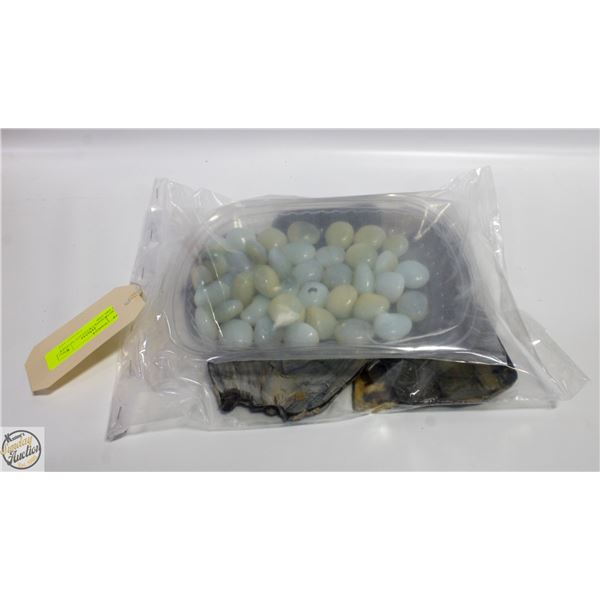 BAG OPALITE CRYSTALS, MARBLE SLABS AND