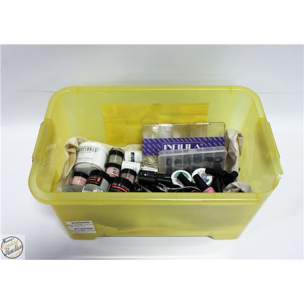 YELLOW BIN WITH ACRYLIC NAIL POWDER NAIL