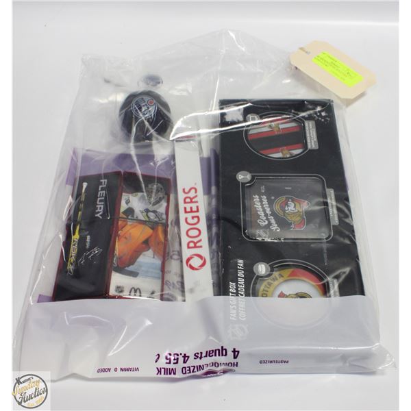 NHL HOCKEY ITEMS; SENATORS, OILERS FLEURY