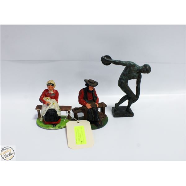 CAST IRON FIGURES - AMISH COUPLE BOOKENDS