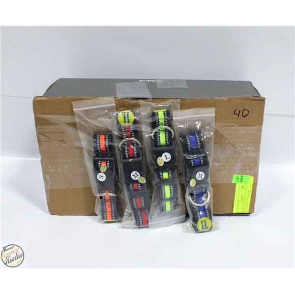 40 NEW NYLON REFLECTIVE DOG COLLARS BLUE ORANGE &