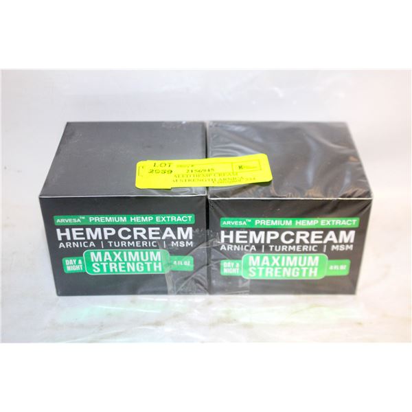 NEW 2 SEALED HEMP CREAM MAXIMUM STRENGTH ARNICA
