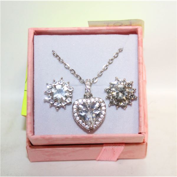 NEW HEART PENDANT AND EARRING SET