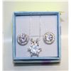 Image 1 : NEW SILVER-PLATED EARRING+NECKLACE SET CZ