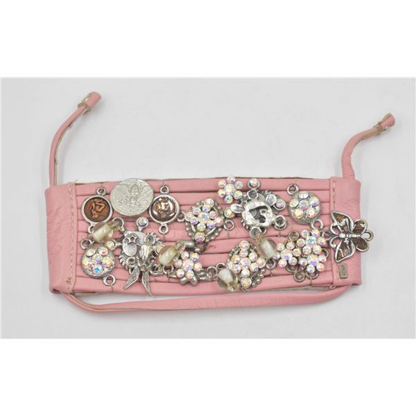 SIGNED RODRIGO OTAZU PINK LEATHER BRACELET