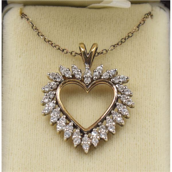 STERLING SILVER HEART PENDANT WITH 22 CZ'S