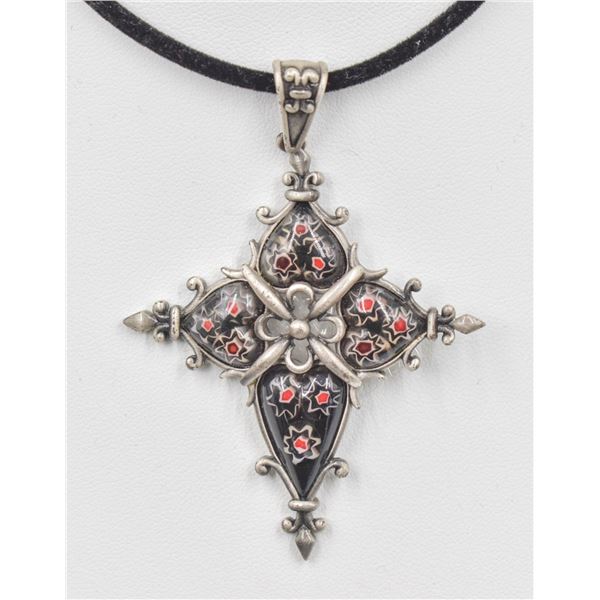 "BUTLER" MALTESE CROSS,HEART SHAPED GLASS BEADS