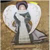 Image 1 : CARVED & PAINTED WOOD ANGEL 22" X 18"