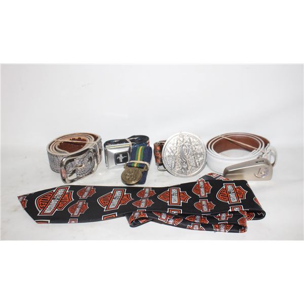 ESTATE HARLEY DAVIDSON TIE, & BELTS ALL
