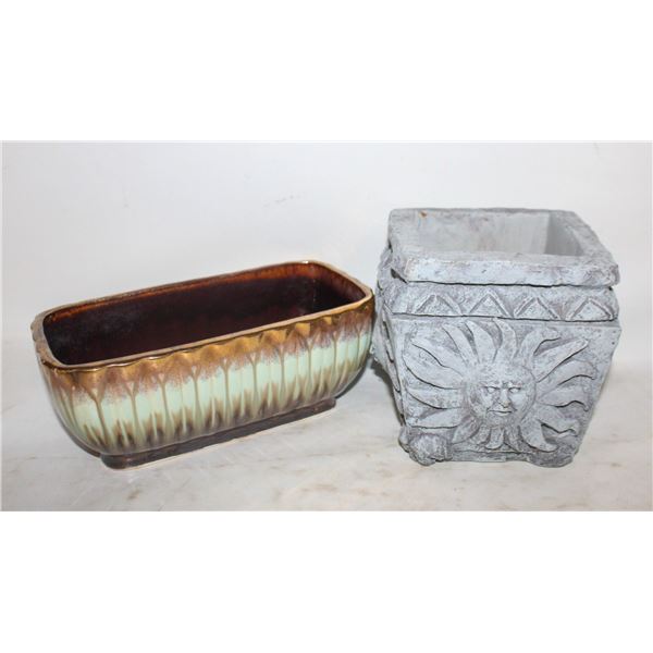 3 FLOWER POTS BROWN, CEMENT AND GREEN