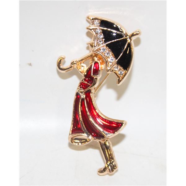 20)  GOLD TONE WITH RED AND BLACK ENAMEL