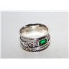 Image 1 : 12)  FAUX SILVER TONE SPINNER RING WITH