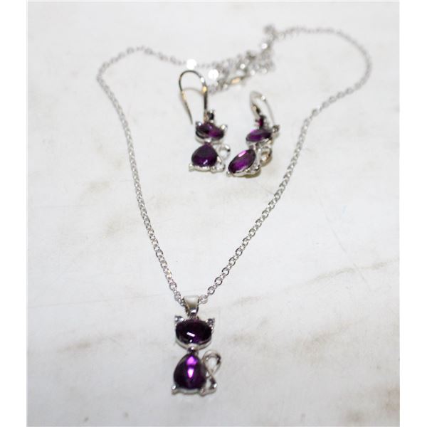 24)  SET OF SILVER TONE WITH AMETHYST