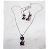 Image 1 : 24)  SET OF SILVER TONE WITH AMETHYST