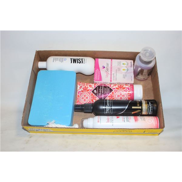 FLAT WITH HAIR PRODUCTS, HYGIENE PRODUCTS,