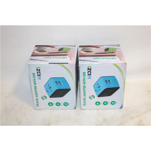 2 NEW UNIVERSAL DIGITAL LED TRAVEL ADAPTERS