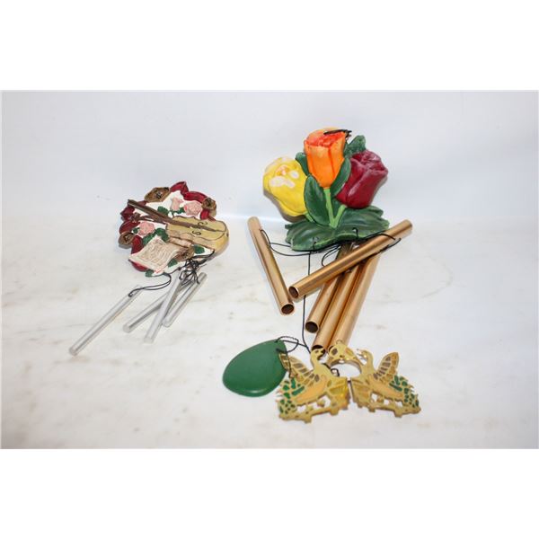 2 VINTAGE CERAMIC/BRASS WIND CHIMES