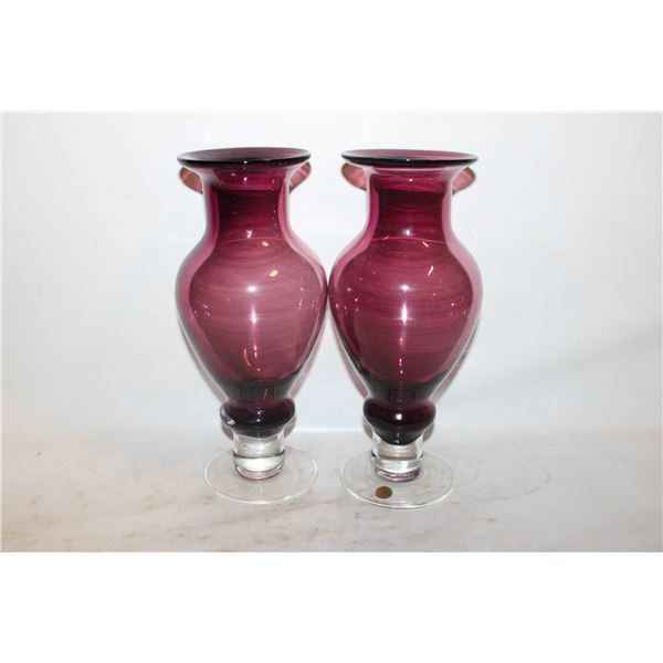 PAIR OF MATCHING PINK VASES