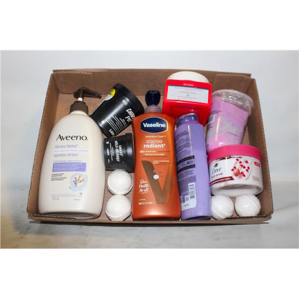 FLAT OF BATHROOM AND BEAUTY PRODUCTS